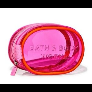 Bath and Body Works clear pink cosmetic accessory bag / 8.5” x 5” / NEW with tag
